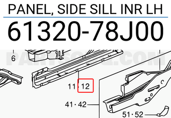 Suzuki 6132078J00 PANEL, SIDE SILL INR LH