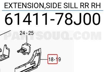 Suzuki 6141178J00 EXTENSION,SIDE SILL RR RH