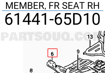 Suzuki 6144165D10 MEMBER, FR SEAT RH