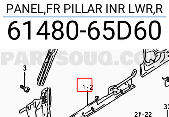 Suzuki 6148065D60 PANEL,FR PILLAR INR LWR,R
