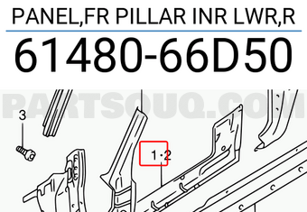 Suzuki 6148066D50 PANEL,FR PILLAR INR LWR,R