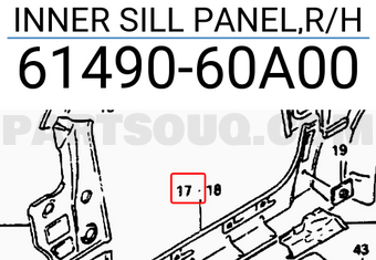 Suzuki 6149060A00 INNER SILL PANEL,R/H