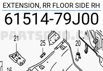 Suzuki 6151479J00 EXTENSION, RR FLOOR SIDE RH