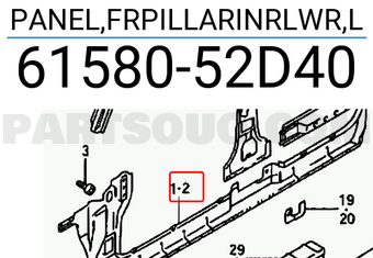 Suzuki 6158052D40 PANEL,FRPILLARINRLWR,L