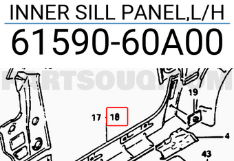 Suzuki 6159060A00 INNER SILL PANEL,L/H