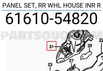 Suzuki 6161054820 PANEL SET, RR WHL HOUSE INR R