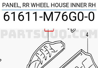 Suzuki 61611M76G00 PANEL, RR WHEEL HOUSE INNER RH