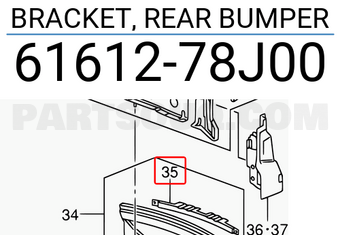 Suzuki 6161278J00 BRACKET, REAR BUMPER