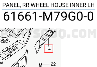 Suzuki 61661M79G00 PANEL, RR WHEEL HOUSE INNER LH