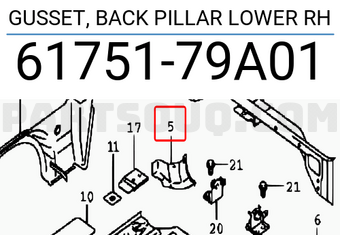 Suzuki 6175179A01 GUSSET, BACK PILLAR LOWER RH