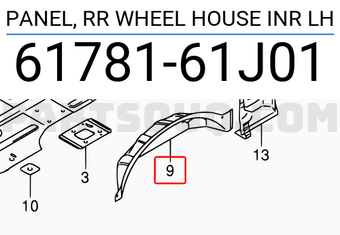 Suzuki 6178161J01 PANEL, RR WHEEL HOUSE INR LH