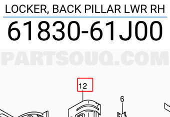 Suzuki 6183061J00 LOCKER, BACK PILLAR LWR RH
