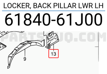 Suzuki 6184061J00 LOCKER, BACK PILLAR LWR LH