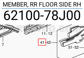 Suzuki 6210078J00 MEMBER, RR FLOOR SIDE RH