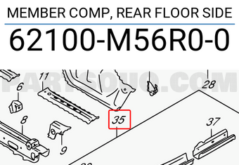 Suzuki 62100M56R00 MEMBER COMP, REAR FLOOR SIDE