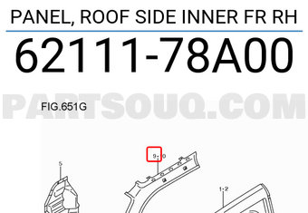 Suzuki 6211178A00 PANEL, ROOF SIDE INNER FR RH