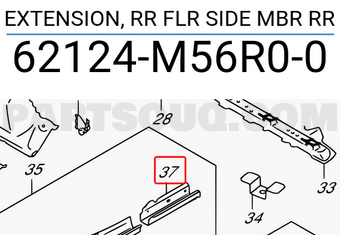 Suzuki 62124M56R00 EXTENSION, RR FLR SIDE MBR RR