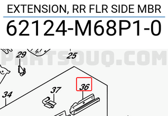 Suzuki 62124M68P10 EXTENSION, RR FLR SIDE MBR