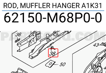 Suzuki 62150M68P00 ROD, MUFFLER HANGER A1K31
