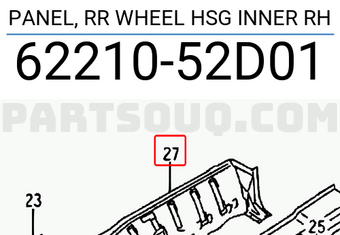 Suzuki 6221052D01 PANEL, RR WHEEL HSG INNER RH