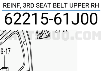 Suzuki 6221561J00 REINF, 3RD SEAT BELT UPPER RH