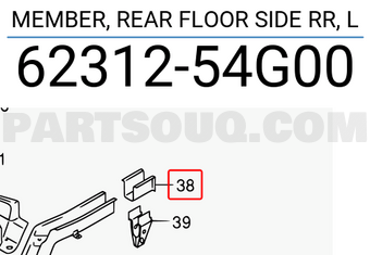 Suzuki 6231254G00 MEMBER, REAR FLOOR SIDE RR, L