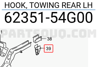 Suzuki 6235154G00 HOOK, TOWING REAR LH