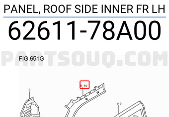 Suzuki 6261178A00 PANEL, ROOF SIDE INNER FR LH