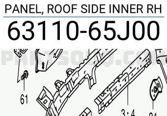 Suzuki 6311065J00 PANEL, ROOF SIDE INNER RH