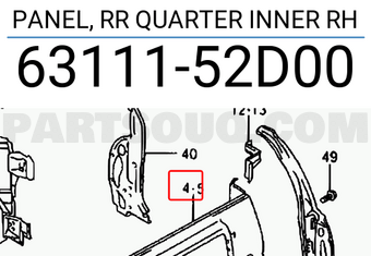 Suzuki 6311152D00 PANEL, RR QUARTER INNER RH