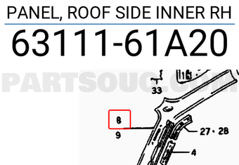 Suzuki 6311161A20 PANEL, ROOF SIDE INNER RH