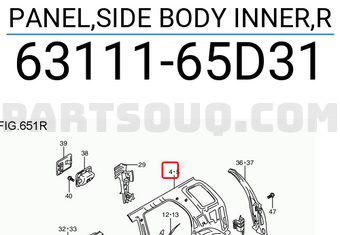 Suzuki 6311165D31 PANEL,SIDE BODY INNER,R