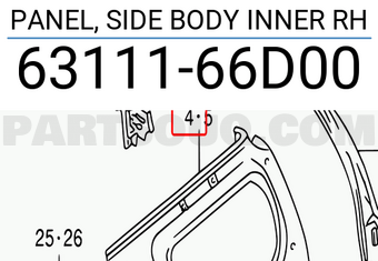Suzuki 6311166D00 PANEL, SIDE BODY INNER RH