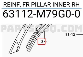 Suzuki 63112M79G00 REINF, FR PILLAR INNER RH