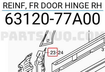 Suzuki 6312077A00 REINF, FR DOOR HINGE RH