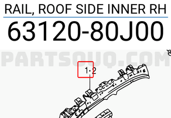 Suzuki 6312080J00 RAIL, ROOF SIDE INNER RH