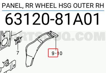 Suzuki 6312081A01 PANEL, RR WHEEL HSG OUTER RH