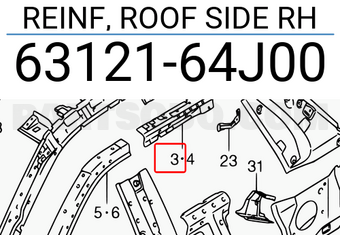 Suzuki 6312164J00 REINF, ROOF SIDE RH