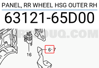 Suzuki 6312165D00 PANEL, RR WHEEL HSG OUTER RH