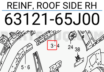 Suzuki 6312165J00 REINF, ROOF SIDE RH
