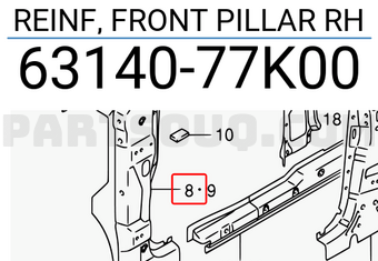 Suzuki 6314077K00 REINF, FRONT PILLAR RH