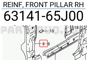 Suzuki 6314165J00 REINF, FRONT PILLAR RH