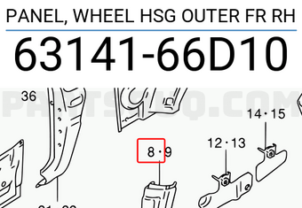 Suzuki 6314166D10 PANEL, WHEEL HSG OUTER FR RH