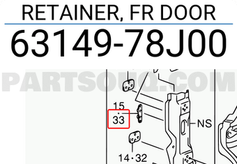 Suzuki 6314978J00 RETAINER, FR DOOR