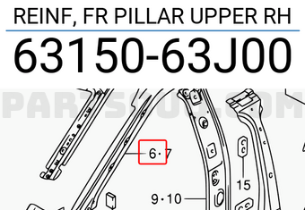 Suzuki 6315063J00 REINF, FR PILLAR UPPER RH