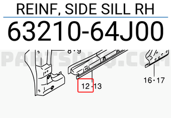Suzuki 6321064J00 REINF, SIDE SILL RH