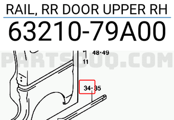 Suzuki 6321079A00 RAIL, RR DOOR UPPER RH