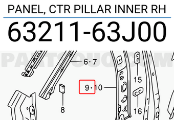 Suzuki 6321163J00 PANEL, CTR PILLAR INNER RH