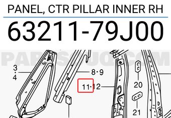 Suzuki 6321179J00 PANEL, CTR PILLAR INNER RH