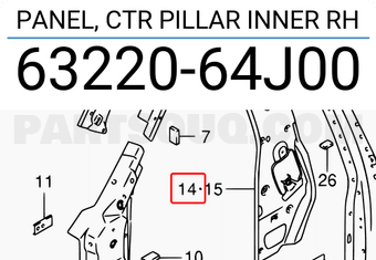 Suzuki 6322064J00 PANEL, CTR PILLAR INNER RH
